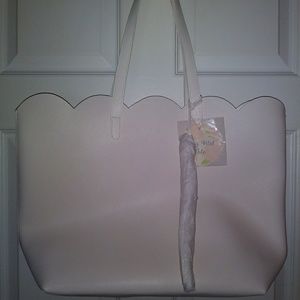 Large White Leather Tote Bag